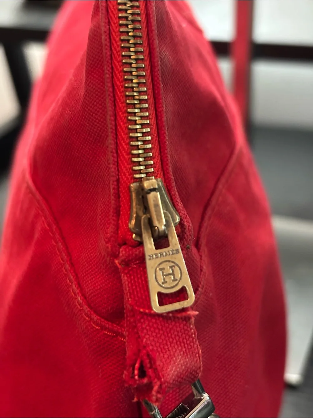 Authentic Hermès Bolide Pouch Iconic Red Canvas – Crossbody Convertible Option